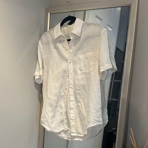 Alex Crane Men’s 100% Linen White Button Down Shirt